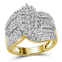 10k Yellow Gold Womens Round Prong-set Diamond Oval Cluster Ring 3/4 Cttw - £630.93 GBP
