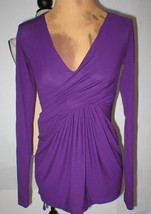 NWT New Womens Donna Karan Collection Dark Purple Blouse Matte Jersey Top XS P - £190.87 GBP