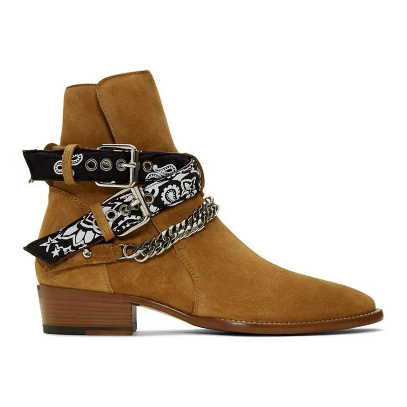  Leather Western Chain Boots Buckle Wyatt 30 ana Chelsea Boots  Roll Jodphur Wes - £301.91 GBP