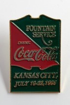 VTG 1995 Coca-Cola Fountain Service Kansas City Green Red Enamel Pin Advertise - £7.71 GBP