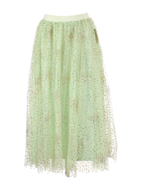 NWT Anthropologie Sydney Shimmer Tulle Midi in Green Glitter Gold Dot Skirt XS - £96.44 GBP