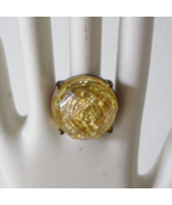 Vintage Elastic Band Statement Bling Ring, Goldtone Rose in Faceted Luci... - £9.46 GBP