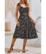 Women&#39;s Square Neck Leopard Cut Out Elastic Waist Dress - $732.45 MXN
