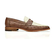 Belvedere Espada Ostrich Quill Penny Loafer Shoes Tabac / Bone 02440 image 5