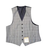 Michael Kors Mens Plaid 100% Wool Five Button Vest, Grey Sz 40R NWT  - $47.50