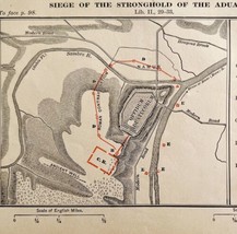 Map Of Siege In Aduatuci Stronghold 1886 Victorian Caesar&#39;s Gallic War DWP4B - £19.90 GBP
