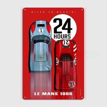 24 Hours Le Mans 1966 metal wall poster decor motorcycle Tin Sign man cave - £23.06 GBP+
