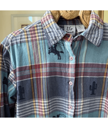 Vintage 90s LG Sport Plaid Cotton Button Up Shirt Southwestern Cowboy Ca... - $38.39 CAD