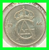 1966 Sweden 50 Ore Gustaf VI Vintage World Coin - £11.48 GBP