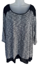 Catherines Black White Gray 26/28 Hi Low Short Sleeve Blouse NWOT sz 3X - $34.64