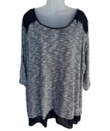 Catherines Black White Gray 26/28 Hi Low Short Sleeve Blouse NWOT sz 3X - $48.61 CAD