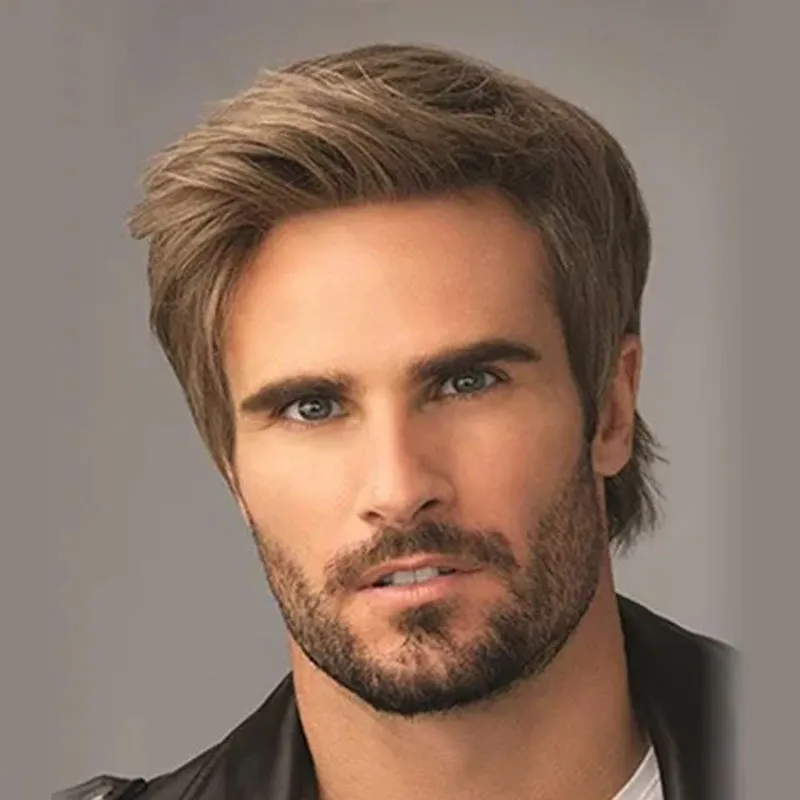 SuQ Men&#39;s Short Wig Synthetic Hair Smooth Natural Pixie Cut ToupeeMale Ha - £17.19 GBP
