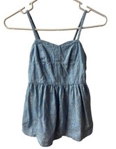 Red Camel TunicTop Girls Size S Blue and White Smocked Back Spagetti Strap - £4.60 GBP