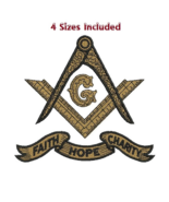 Masonic Compass 4sizes digitized filled embroidery design Digital Download - $9.49 CAD