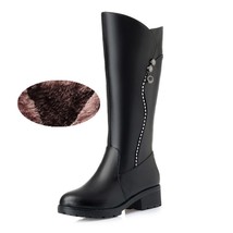 Women&#39;s Genuine Leather Female Ladies Boots Platform Snow Wool Plush Fur Warm Wi - £94.07 GBP