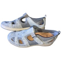 Earth Origins Shoes 6M Effie Suede Fabric Fisherman Sandals Closed Toe Gray - £27.65 GBP