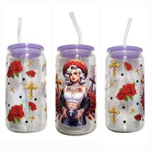 Chicana Red Roses Glass Custom Tumbler Cup 16oz - $16.82