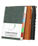 12 Subjects Leather Notebook for School and Work, Color Tabs A5 Size Wid... - $40.77 CAD