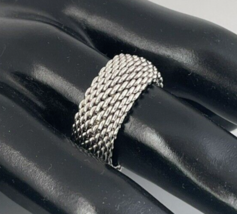 Size 9 Tiffany &amp; Co Somerset Mesh Dome Weave Mens Unisex Ring in Sterling Silver - £289.88 GBP