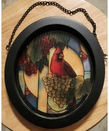 Wild Wings Cardinal Grape Vine Stained Glass Window Hanging - £34.95 GBP