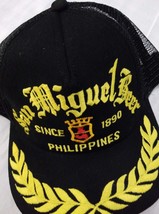 San Miguel Beer Gold Thread on a Black Cotton Mesh ball cap - $563.21 MXN