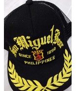 San Miguel Beer Gold Thread on a Black Cotton Mesh ball cap - $30.00