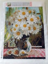 Diamond Art Painting COMPLETED HANDMADE Daisy Bouquet Canvas 12” x 16&quot; - £29.46 GBP