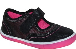 Wonder Nation Toddler Girls Athletic Mary Jane Shoes Black &amp; Pink Size 7 NEW - £11.19 GBP