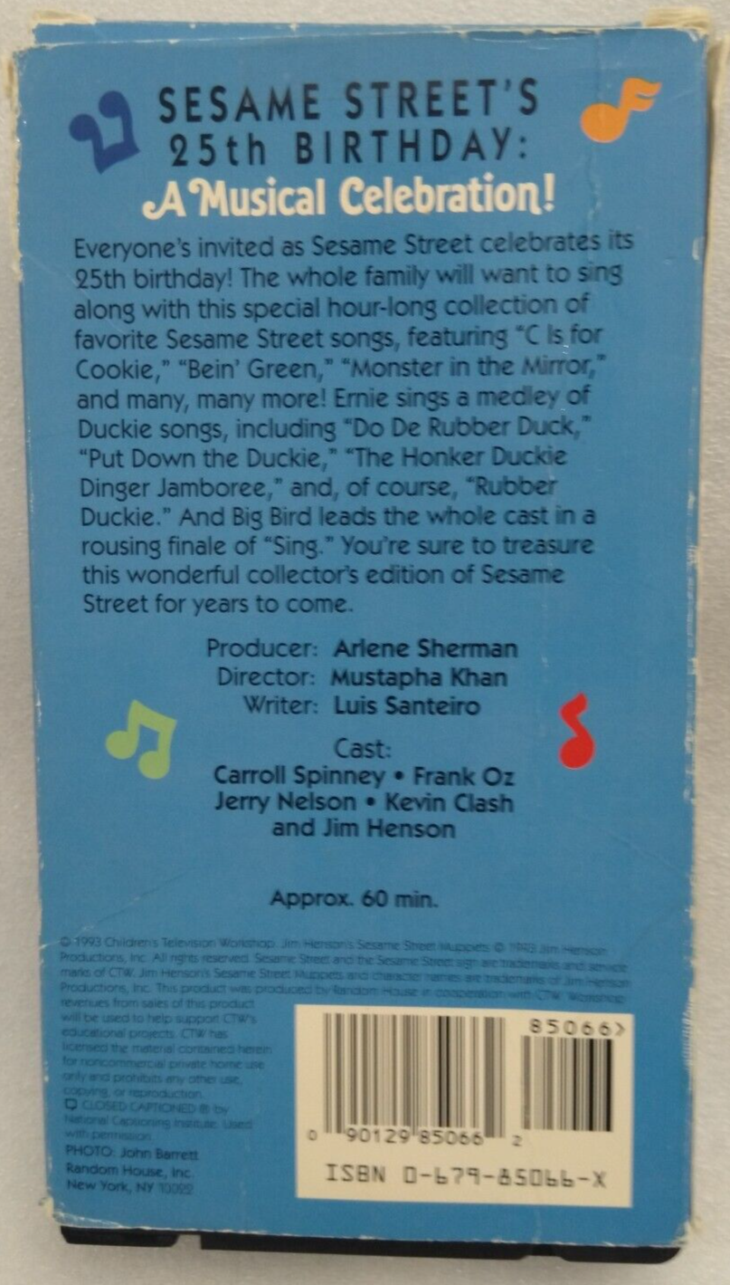 VHS Sesame Street's 25th Birthday A Musical Celebration (VHS, 1992