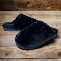 Koolaburra by UGG Womens 8 Black Pomi Scuff Slippers Slides Faux Fur Fuzzy Clog - £22.27 GBP