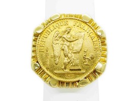 1878 Gold 20 Francs Coin Ring 14k Gold Setting 30.8 Grams Size 8.5 - £3,137.37 GBP