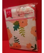 Home Gift Tablecloth 52 x 70 Vinyl Peach Flower Floral Rectangular Table... - £11.25 GBP