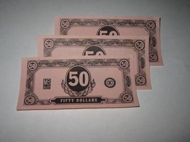 1958 Easy Money Deluxe ed. Board Game Piece: stack of money - (3) $50 Bills  - £0.80 GBP