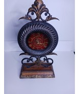 Mantel Table Clock Ornate Copper Black Metal Wood 19x10.5x4.75 Finial Top - $541.95 MXN