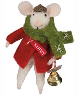 Primitives By Kathy Mouse 4.38 Inches Tall Fabric Sammy with Bell Season... - $18.94 CAD