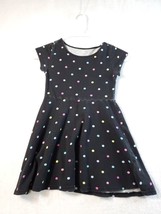 Children's Place Polka Dot Dress Youth Size 5/6 Black  Knit Short Sleeve - £7.38 GBP