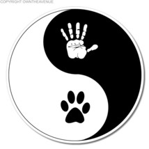 Yin Yang Pet Paw Print Hands Funny Cute Vinyl Sticker 3.75&quot; - £3.15 GBP