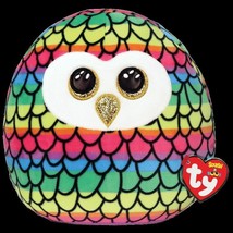 TY Squish A Boo Owen Medium 10&quot; Colorful Rainbow Owl New - $9.49