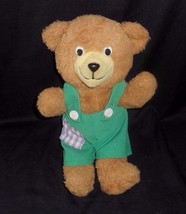 14&quot; Vintage Trudy Brown Teddy Bear Green Overall Pants Stuffed Animal Plush Toy - £17.84 GBP