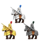 3Pcs Medieval Warriors Minifigures Gothic Knights with Mounts Mini Block... - $21.59