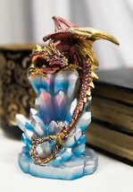 Red And Gold Cosmic Dragon On Blue Crystal Stalactite Rock LED Light Statue - £15.17 GBP