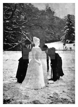 Victorian Ladys Builing A Snow Lady Unique 5X7 Photo - $9.49