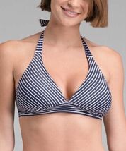 prAna Lahari Sz D Adjustable Neck Back Ties Halter Bikini Top Blue Ancho... - $23.35 CAD
