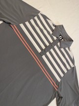 Footjoy Performance Golf Polo Gray White Pink Stripes Mens Medium Stretchy  - £15.30 GBP