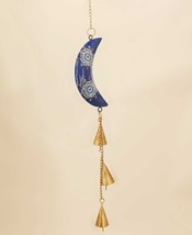 NEW Hand-Painted Cosmic Moon Chime BLUE 18&quot; - £9.91 GBP