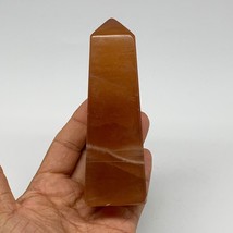 321.2g, 4.7&quot;x1.5&quot;, Honey Calcite Point Tower Obelisk Crystal @Pakistan, B26139 - £20.45 GBP
