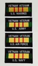 Vietnam Veteran USN USAF USMC Army Military Embroidered Patch Lot (Qty 4) NEW - £11.87 GBP