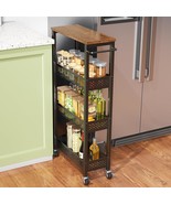Slim Storage Cart 4 Tier Narrow Kitchen Rolling Cart On Wheels For, Laun... - $50.99