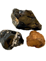 Obsidian Natural Stone Bundle Snowflake Black And Mahogany found In California - £17.54 GBP