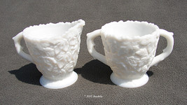 Westmoreland Maple Leaf White Milk Glass Creamer &amp; Sugar Bowl #1928 AKA Bramble - $9.99